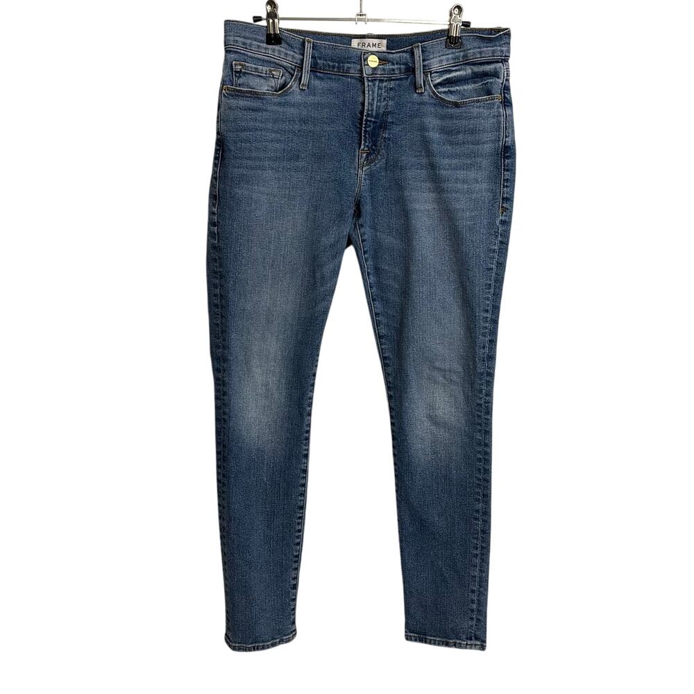 FRAME Le Garcon Slim Boyfriend Jeans Womens 27 Blue Mid-Rise Denim Bixby